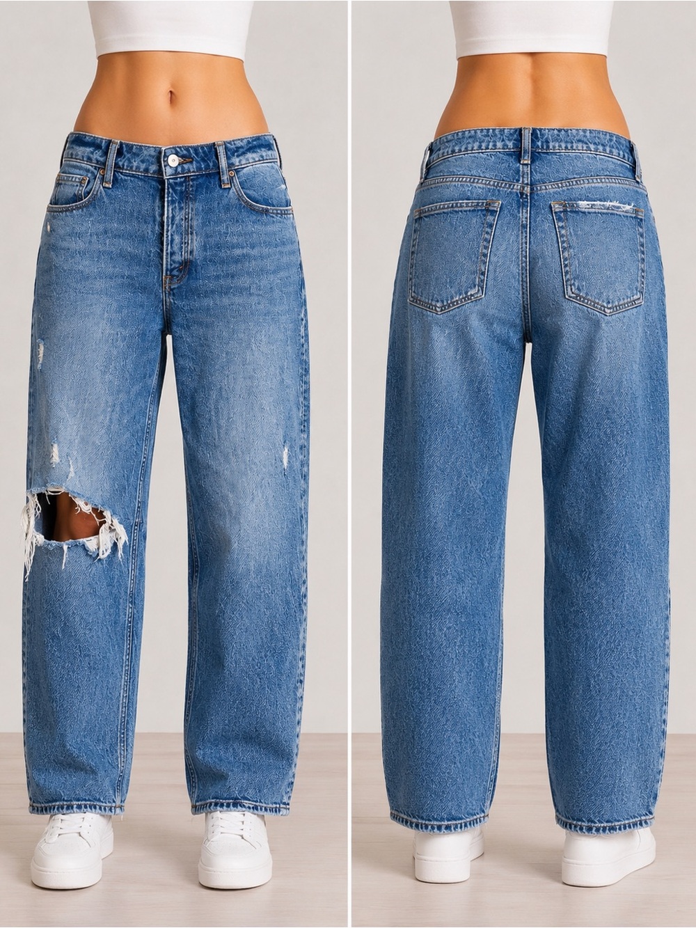 🧨SALE 4th OF JULY🧨 Abercrombie & Fitch Dad Jeans Petite Distressed Light Wash